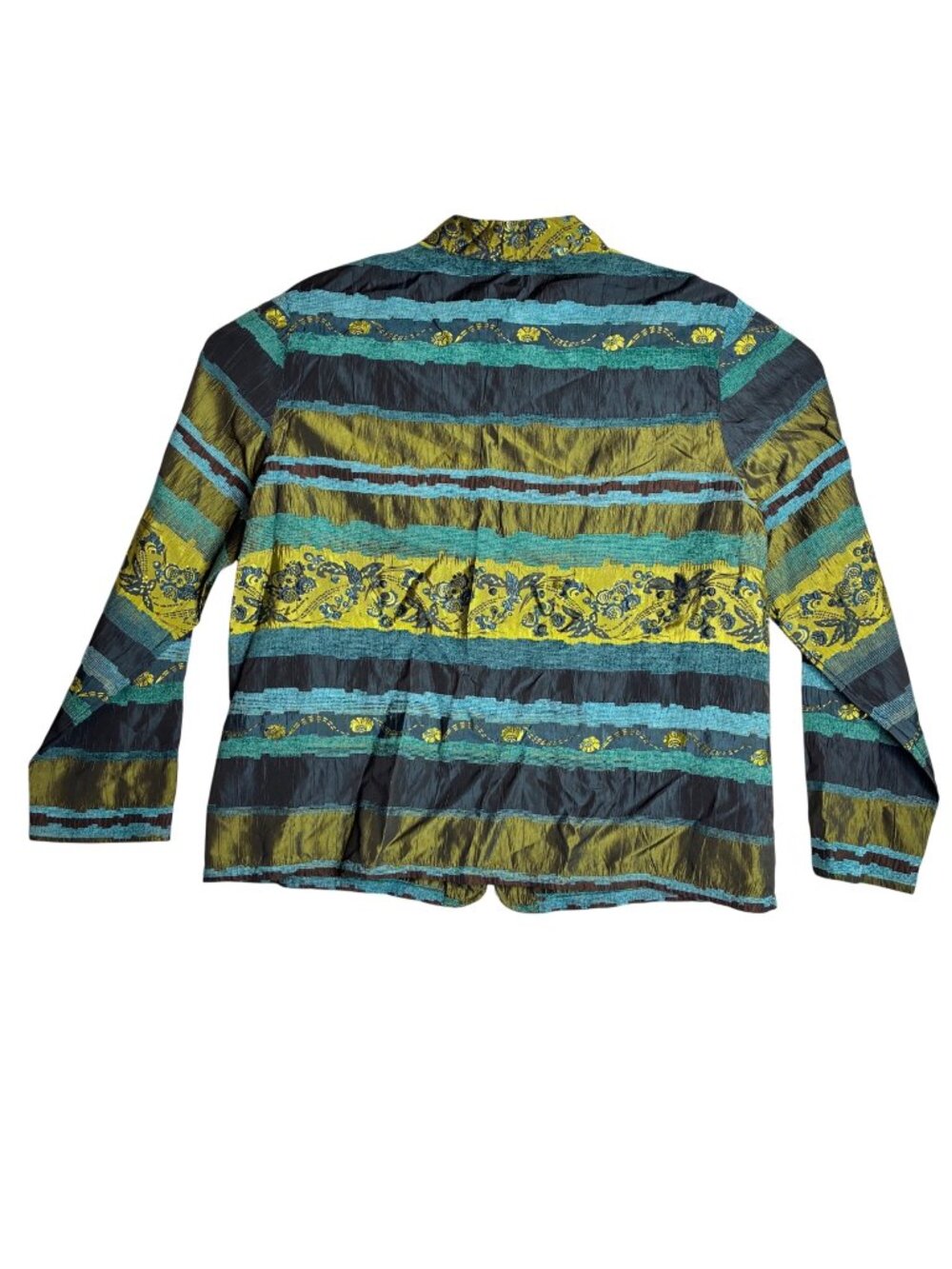 Renaissance Womens XL Multicolor Stripe Embroidered Lightweight Rayon Jacket